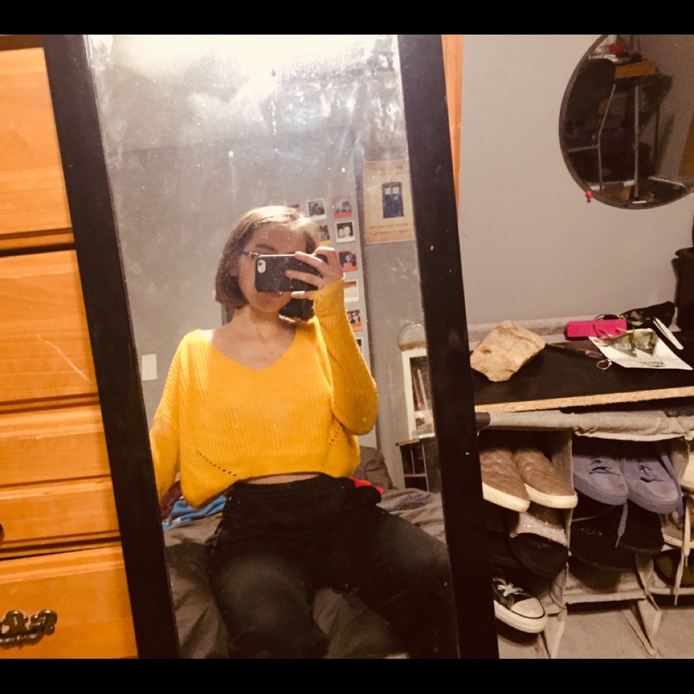Yellow cropped sweater